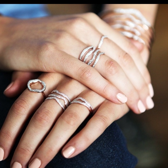 Monica Vinader Riva Waterfall Cocktail Diamond Ring Size 9 - Picture 3 of 10